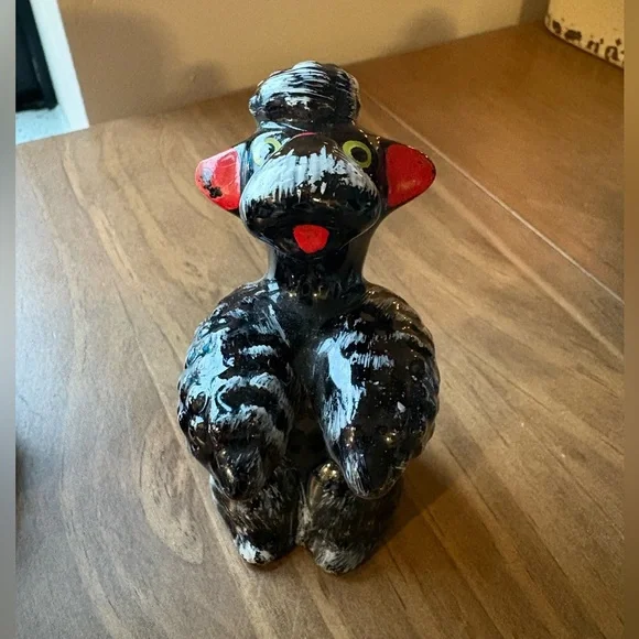 Vintage MCM Kitschy Redware Poodle Figurines 1950s Made in Japan Mom and 2 Pups - Picture 3 of 7